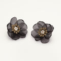 Organza botanical earrings – Black