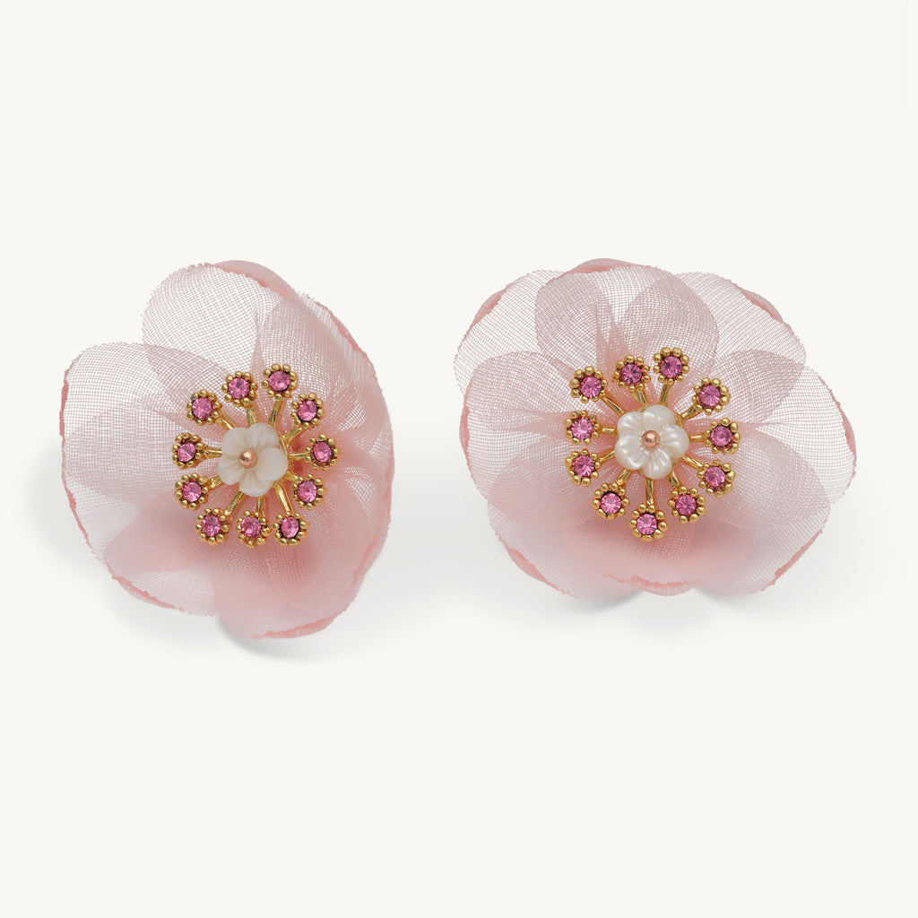 Organza botanical earrings – Orchid