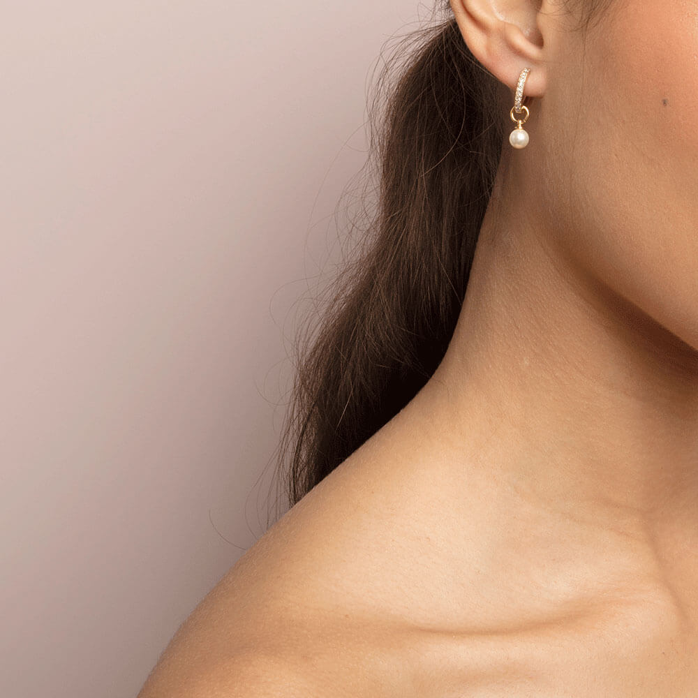 Petite Kennedy hoops earrings – Ivory pearl (Gold)